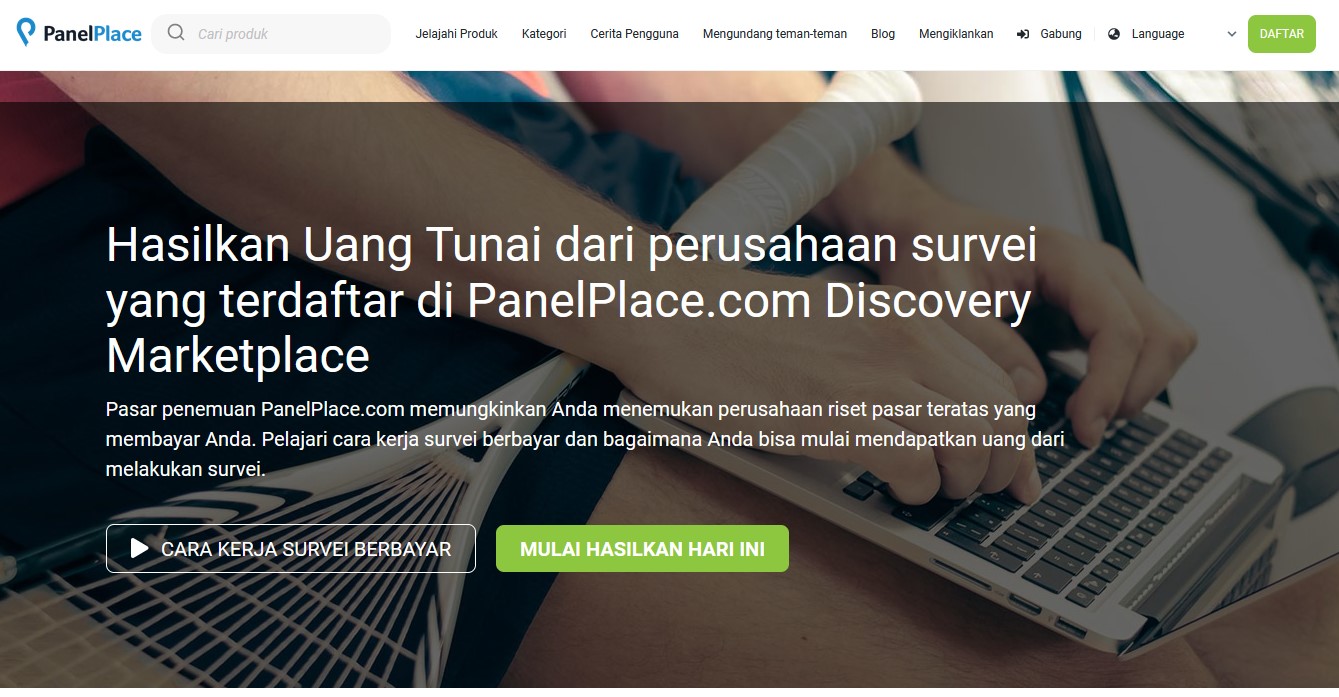 PanelPlace, isi survey dibayar tunai melalui aplikasi
