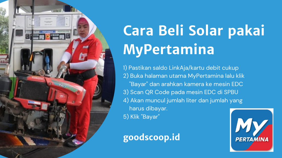 Cara Beli Solar dengan MyPertamina di SPBU. | via goodscoop.id