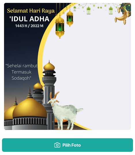 BIngkai foto profil dengan gambar kartun untuk Idul Adha 2022. | via twibbonize.com